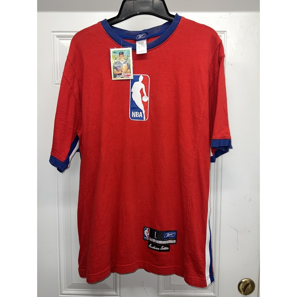 Red NBA Reebok Exclusive Edition Vintage T Shirt All Embroidered Size L